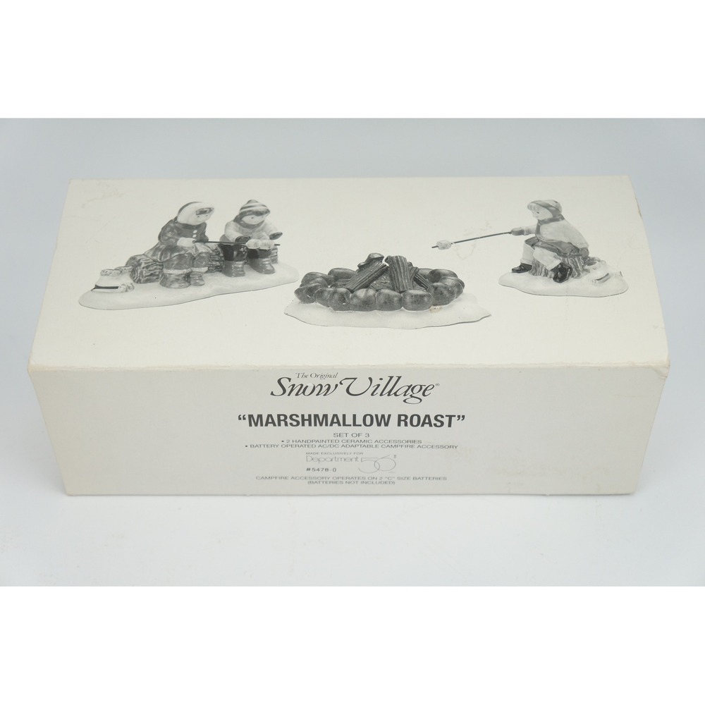 Department 56 Snow Village Marshmallow Roast Set of 3 Figurine 5478-0 Excellent